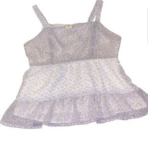 Paper Crane, medium, light blue like periwinkle and white with flowers